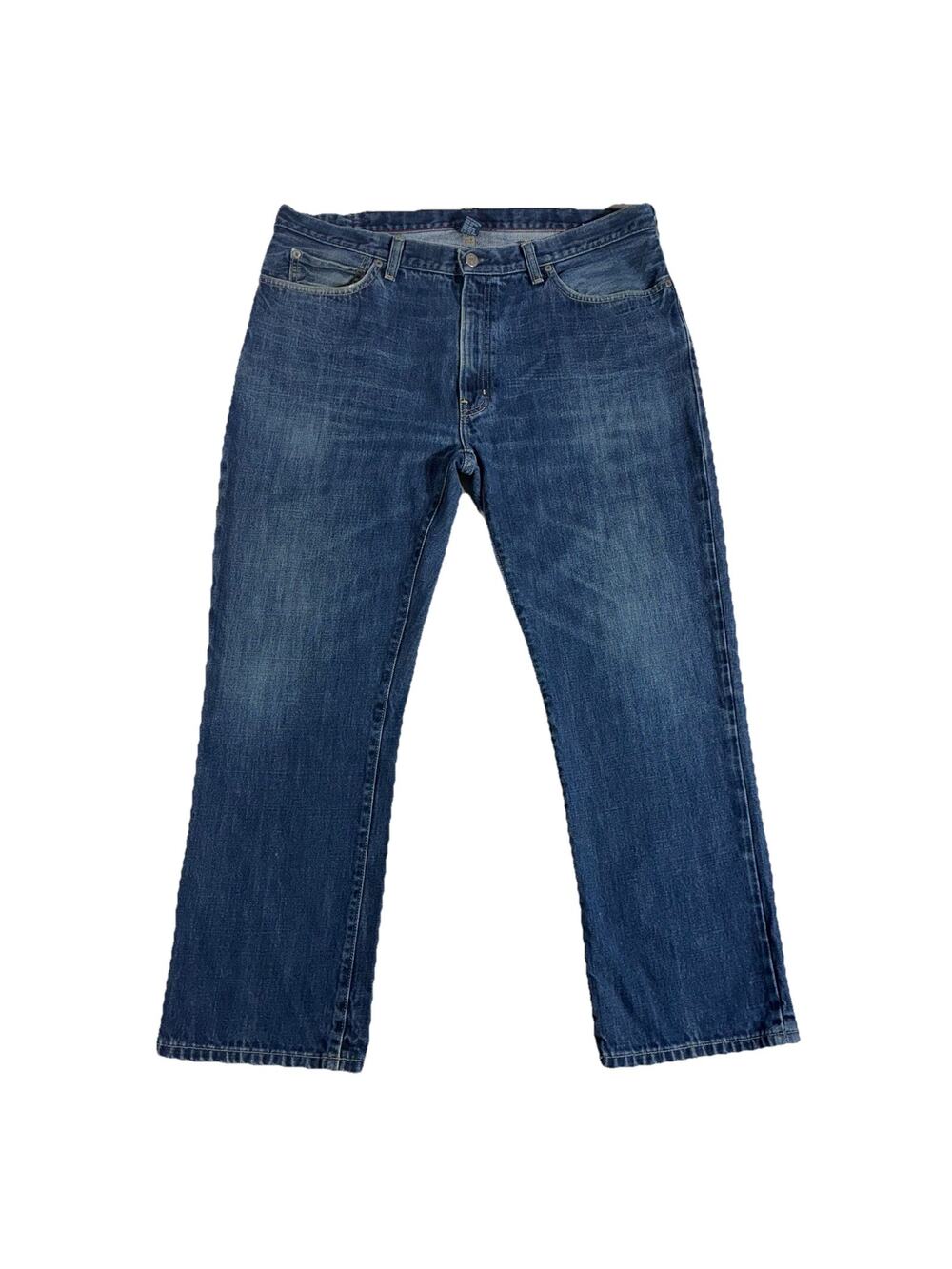 VTG Polo Ralph Lauren Jeans Men x Classic Fit Straight Blue Denim Leather Patch